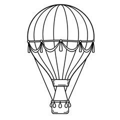Simple black and white hot air balloon illustration