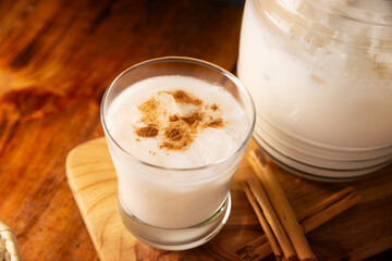 Agua de Horchata. Also known as horchata de arroz, it is one of the traditional fresh waters (aguas frescas) in Mexico, it is made with fresh water, rice and cinnamon.