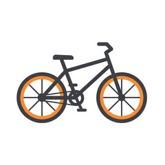 Simple black bicycle with orange rims