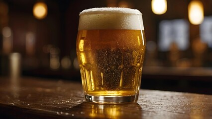 Pint on a Wooden Bar