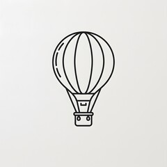 Simple black line art hot air balloon
