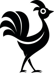 Minimalist Rooster – Full Body Black and White Line Art Vector