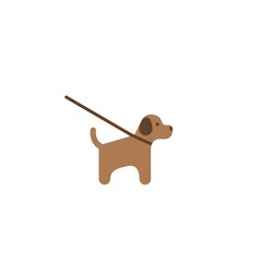 Simple cartoon dog on a leash