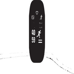 Black and white illustration of a digital scale with health icons around it