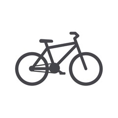 Simple, dark gray outline of a bicycle