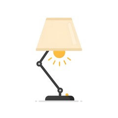 Simple, flat design of a beige table lamp with adjustable arm