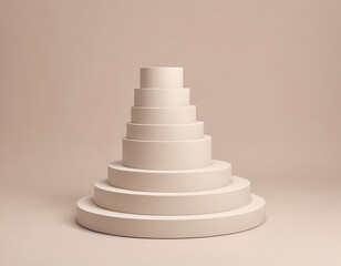 Beige stacked cylinder podium minimal scene