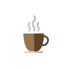 Simple graphic of a steaming brown coffee cup
