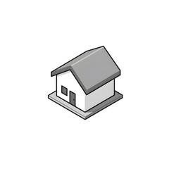 Simple, gray isometric house icon
