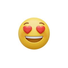 Fototapeta premium Smiling emoji face with hearts for eyes
