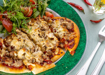 Mini Sausage Pizza with Fresh Green Salad