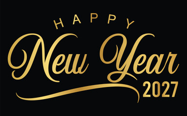 Happy New Year 2027 text design vector, Happy New Year 2027 typography