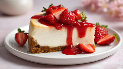 Decadent Strawberry Cheesecake Slice Creamy, Tangy, and Sweet