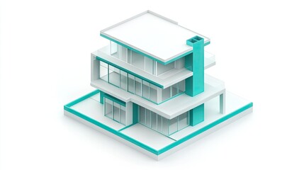 Fototapeta premium Isometric rendering of a modern apartment building.