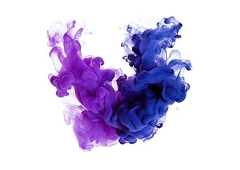 Fototapeta premium dark blue and purple ink in water flowing liquid isolated on white or transparent png