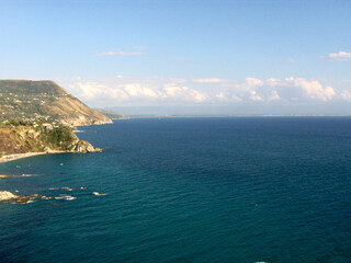 Beautiful view Calabria. Panoramic view of the sea. Southern coast of Italy.