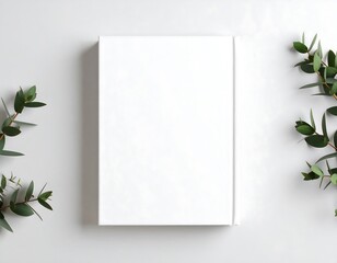 Blank book cover with greenery