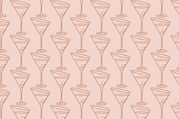 Hand-drawn glass cup pattern for cards, liquor stores, menus, clubs, or graphic design. Glass illustration. Glass cup drawn with lines. Vector graphics.