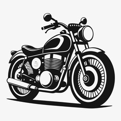 Naklejka premium Monochrome Illustration of a Classic Motorcycle with Detailed Engine and Spokes on a Light Background Vector Art