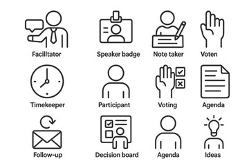 Icons representing roles and tasks in meetings and events