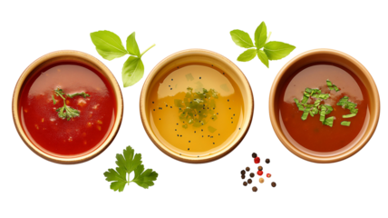 High quality isolated Bowls with sauces lated PNG image on transparent background for commercial use