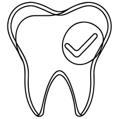 Obraz premium Healthy tooth, line art illustration, monochrome, for dental care