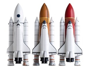 Three space shuttle models