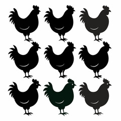 Hen  silhouette bundle set vector design