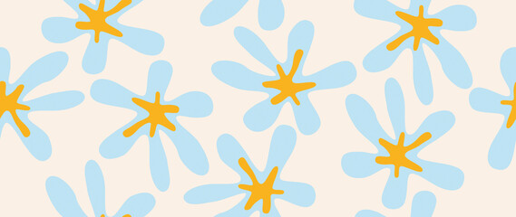 Obraz premium Flat seamless background. Minimalistic abstract pattern of beautiful flowers. Modern black on a light background. Ideal for textile design, screensavers, covers, cards, invitations and posters...