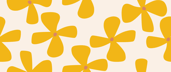 Flat seamless background. Minimalistic abstract pattern of beautiful flowers. Modern black on a light background. Ideal for textile design, screensavers, covers, cards, invitations and posters...