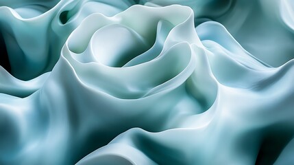 Abstract folds of soft, light teal fabric