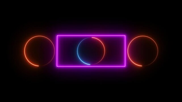 the neon Three circle and one rectangle icon animation .