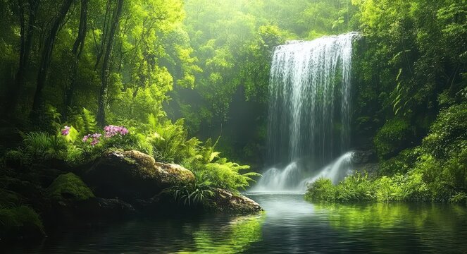 Serene Cascade: A Beautiful Rainforest Stream Flowing Through Daintree National Park