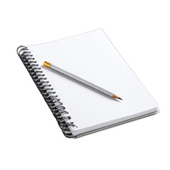 Open spiral-bound notebook with pencil