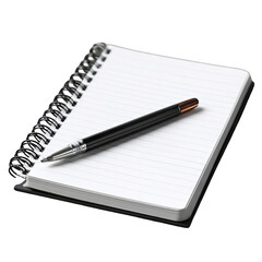 Open spiral-bound notebook with black pen