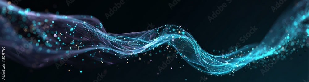 Poster a futuristic point wave is depicted against an abstract background featuring a dynamic wave that ser