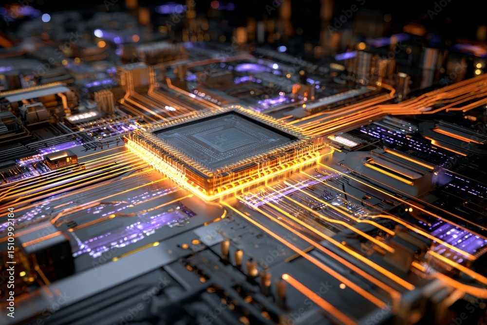 Poster Generative Ai technology was utilized to create an abstract circuit design in cyberspace
