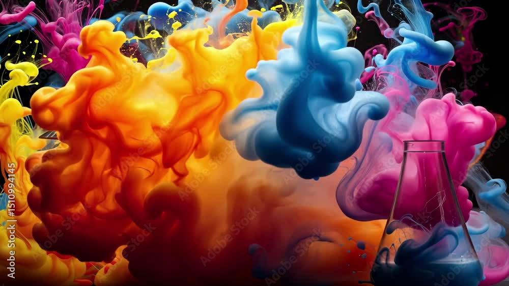 Aufkleber vibrant swirl of colorful ink dispersing in water creates stunning visuals in high definition and sh