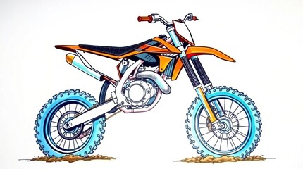 Fototapeta premium Cool Hand-Drawn Sketch of an Aggressive Dirt Bike