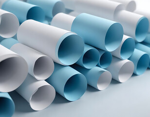 Fototapeta premium Blue cylindrical 3D shapes abstract pattern