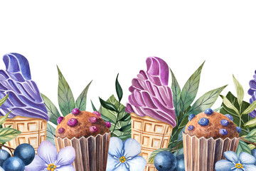 Berry Ice Cream Seamless Border