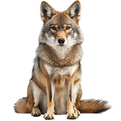 Fototapeta premium Isolated coyote portrait showcasing its distinctive features and alert expression