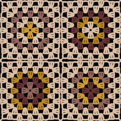Pattern with crochet granny square wallpaper handmade decorative art design print	
