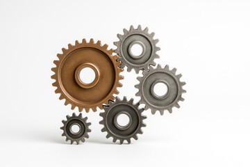 A set of interconnected metal gears.