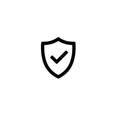Shield check mark security protection safety secure approved verified validated icon symbol graphic vector