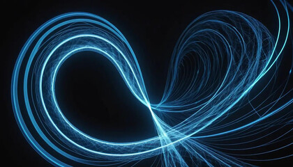 Abstract brainwave pulses rendered as spiraling lights and 3D curves, interactive data simulation