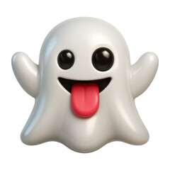 PNG Cute ghost emoji illustration.