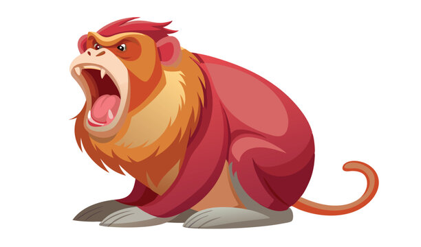 Angry red monkey cartoon illustration