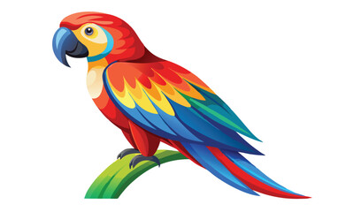 Fototapeta premium Vibrant scarlet macaw perched on green branch