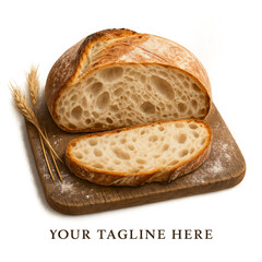 Fresh baked loaf of bread isolated on a white background